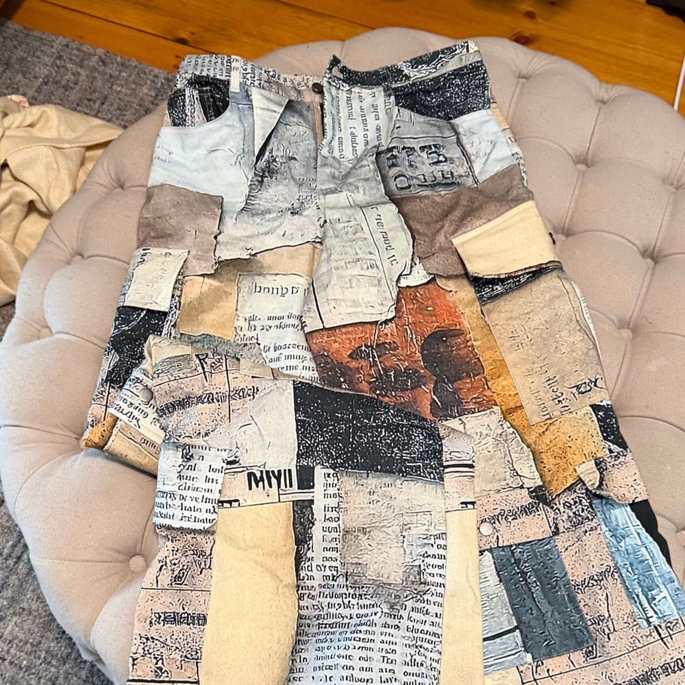 Patchwork Wide Leg Pants - image 1